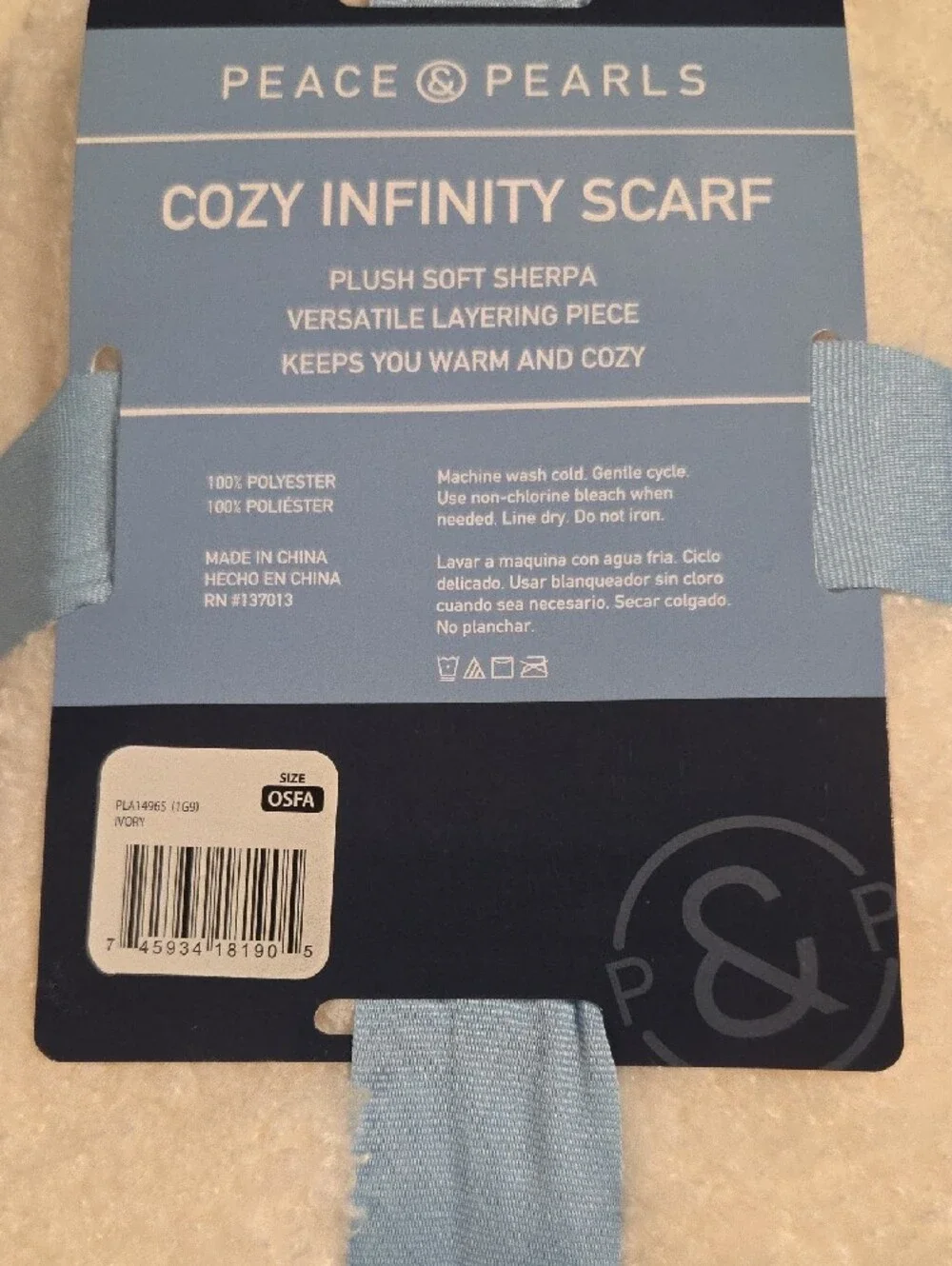 Peace & Pearls Cozy Infinity Scarf - Cream